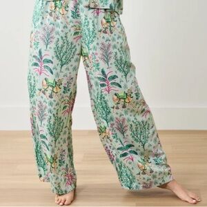 Printfresh Eco Satin Wildest Dreams Pants in Camel's Courtyard Avocado Green